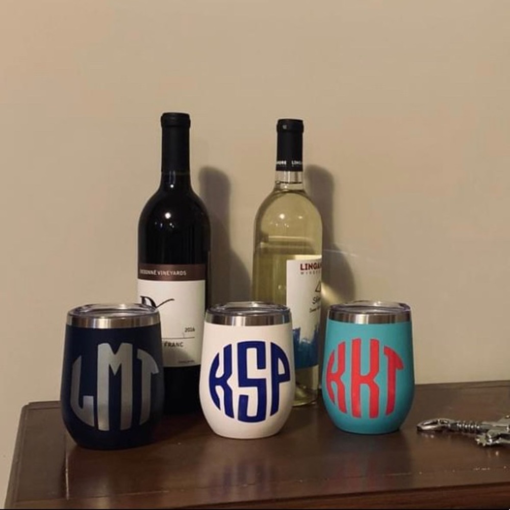 Monogrammed wine tumblers